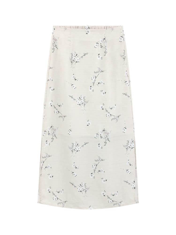 小花柄サイドスリットスカート春のお出かけ着