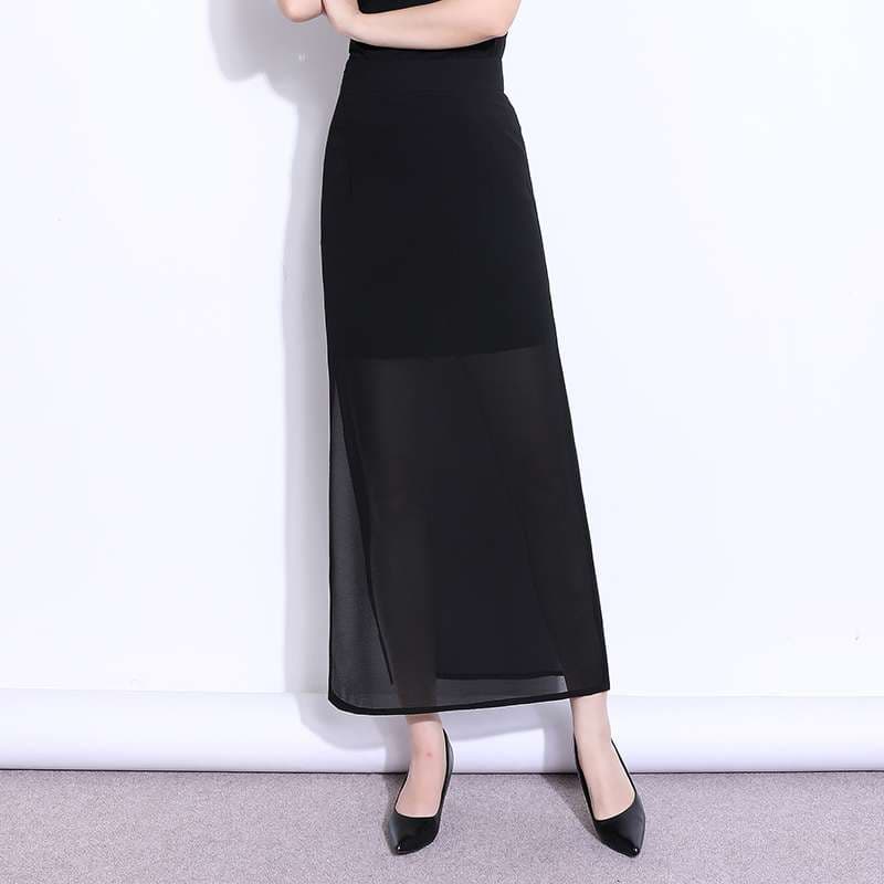 スリットスカート 優美なひだ感 スリットマーメイドスカート