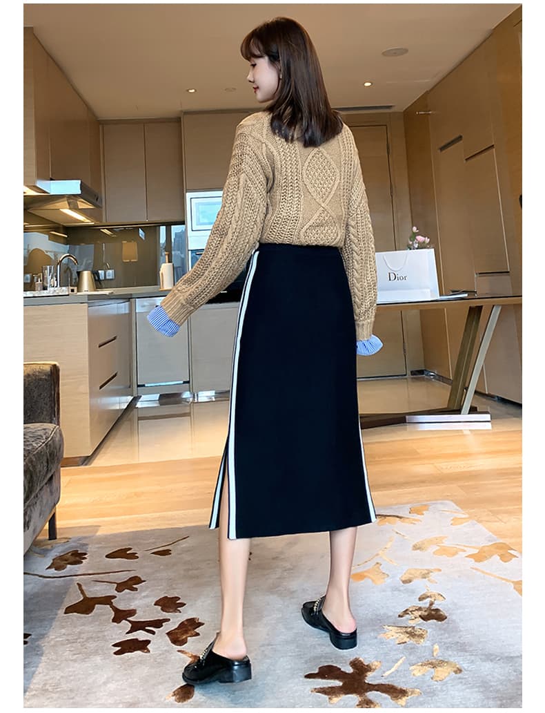 スリットスカート サイドライン入りスリット入りロングスカート
