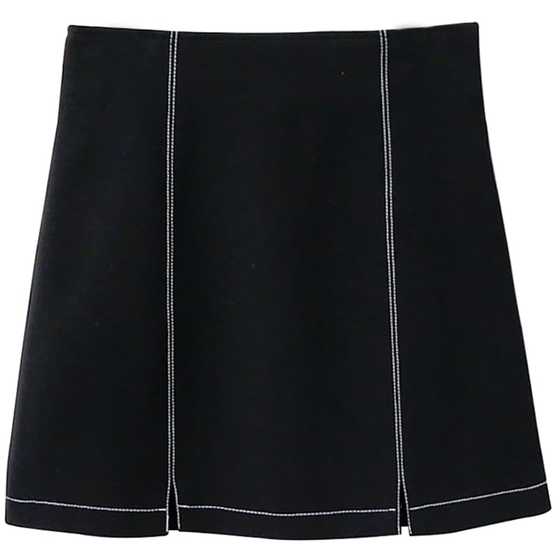 スリットスカート レザー調前スリット入りミニタイトスカート