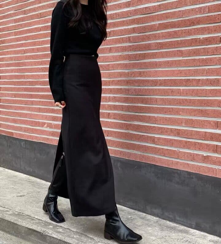 レディース ロングスリットスカート きれいめストレート