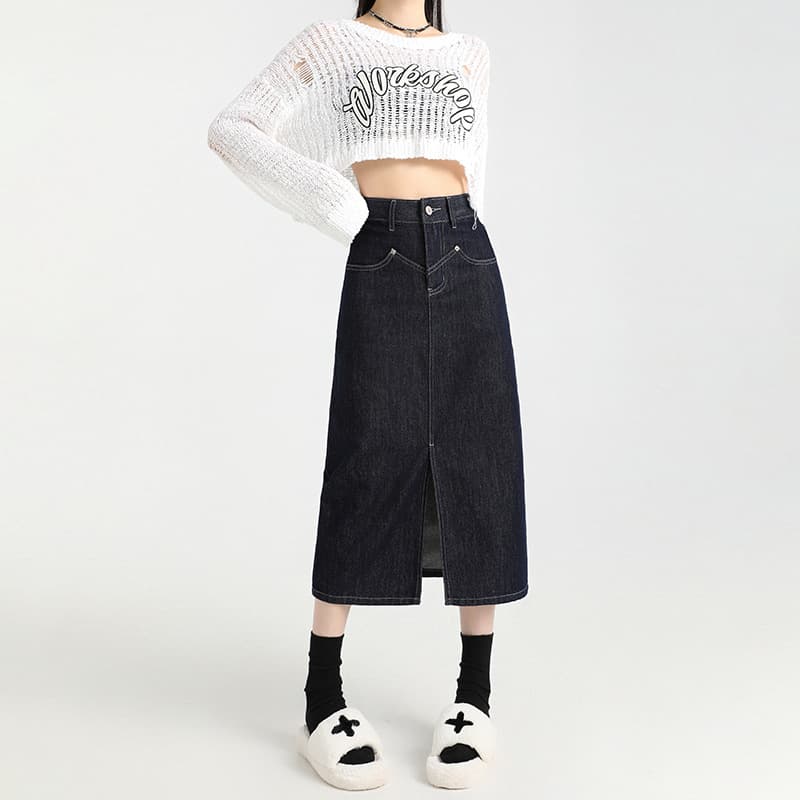 シンプルナロースリットスカート