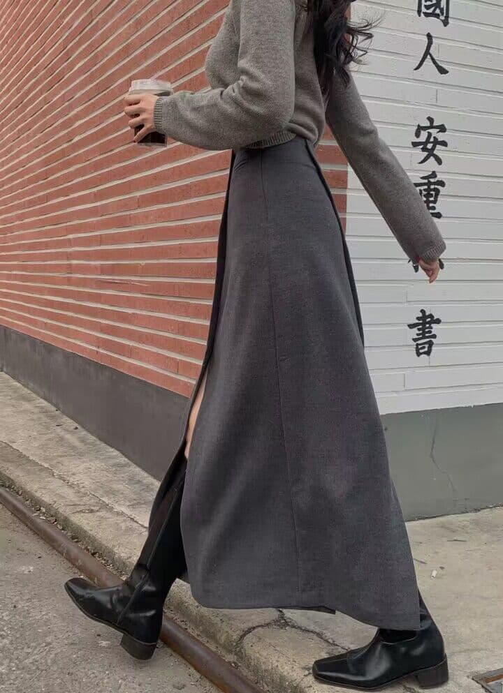レディース ロングスリットスカート きれいめストレート