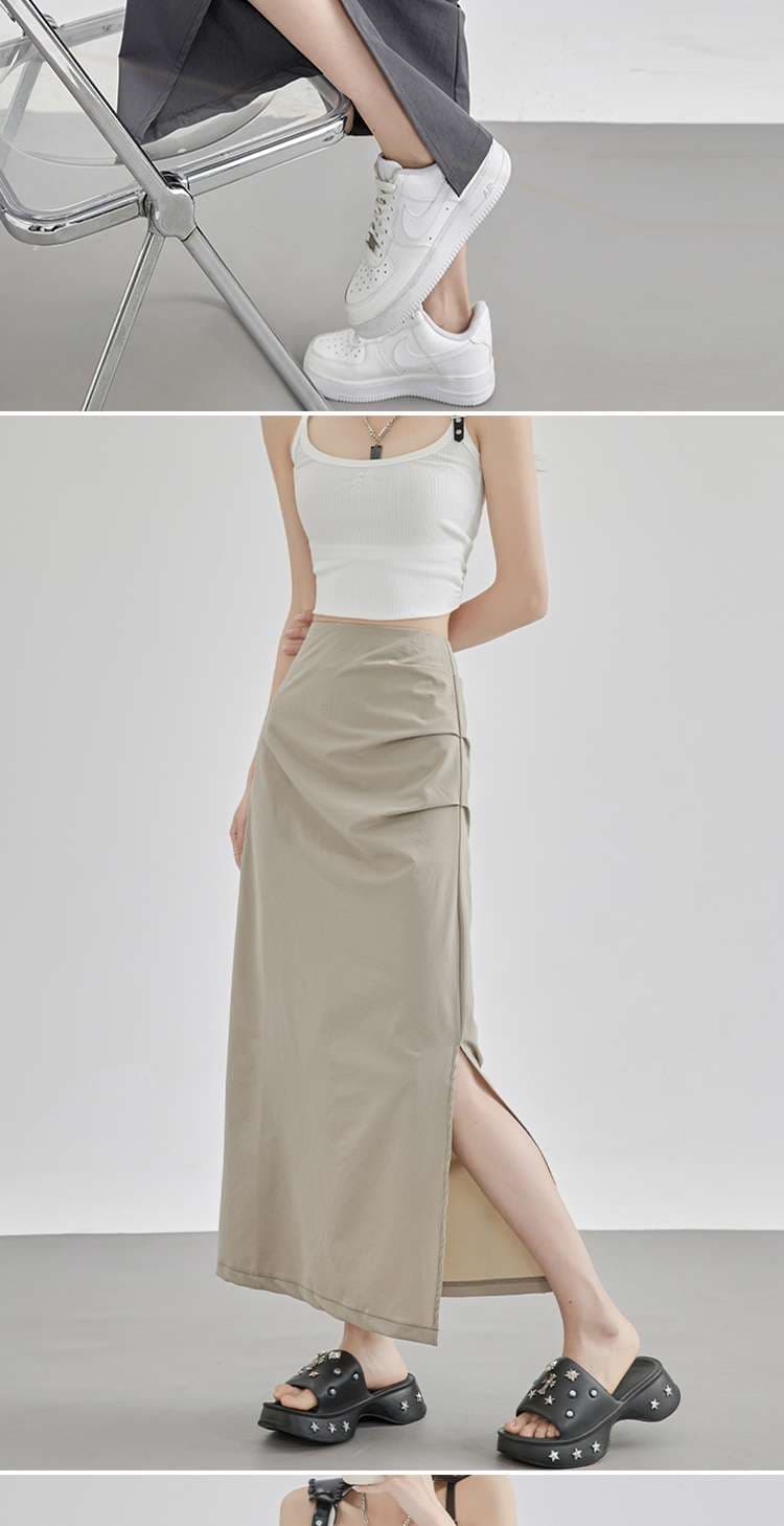 シンプルナロースリットスカート