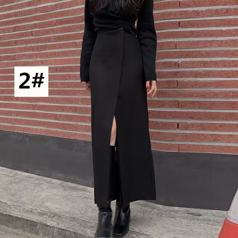 レディース ロングスリットスカート きれいめストレート