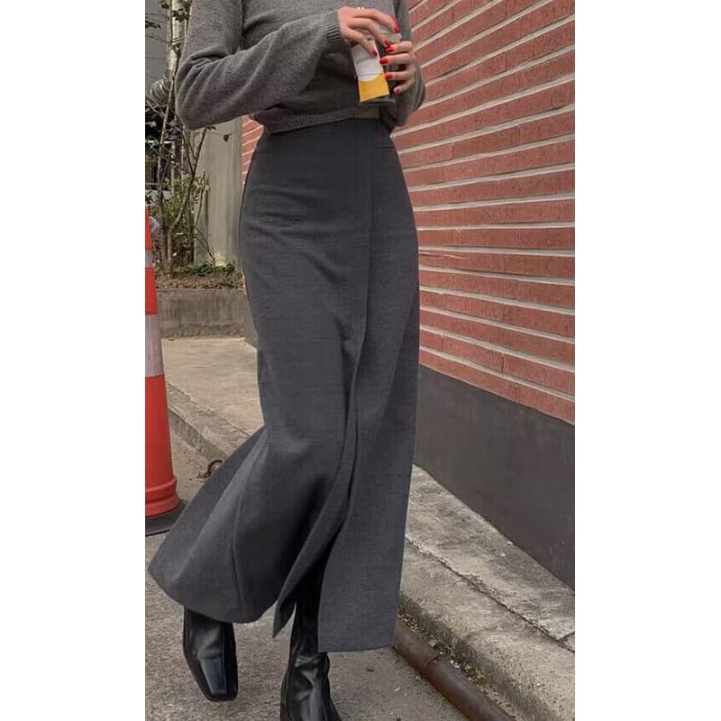 レディース ロングスリットスカート きれいめストレート