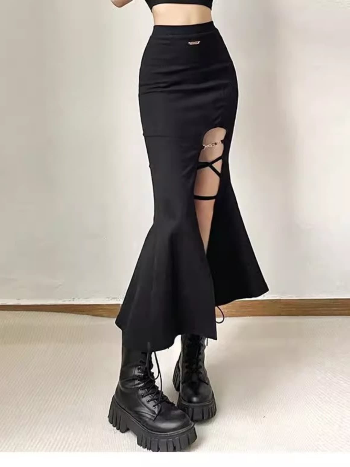 スリットスカート 編み上げ魅惑の人魚姫スカート