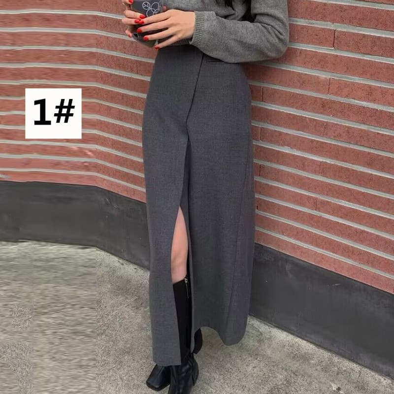 レディース ロングスリットスカート きれいめストレート