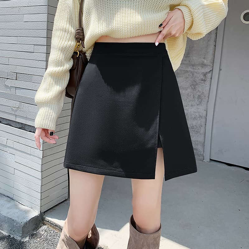 スリットスカート 巻きスカート風ショートパンツ