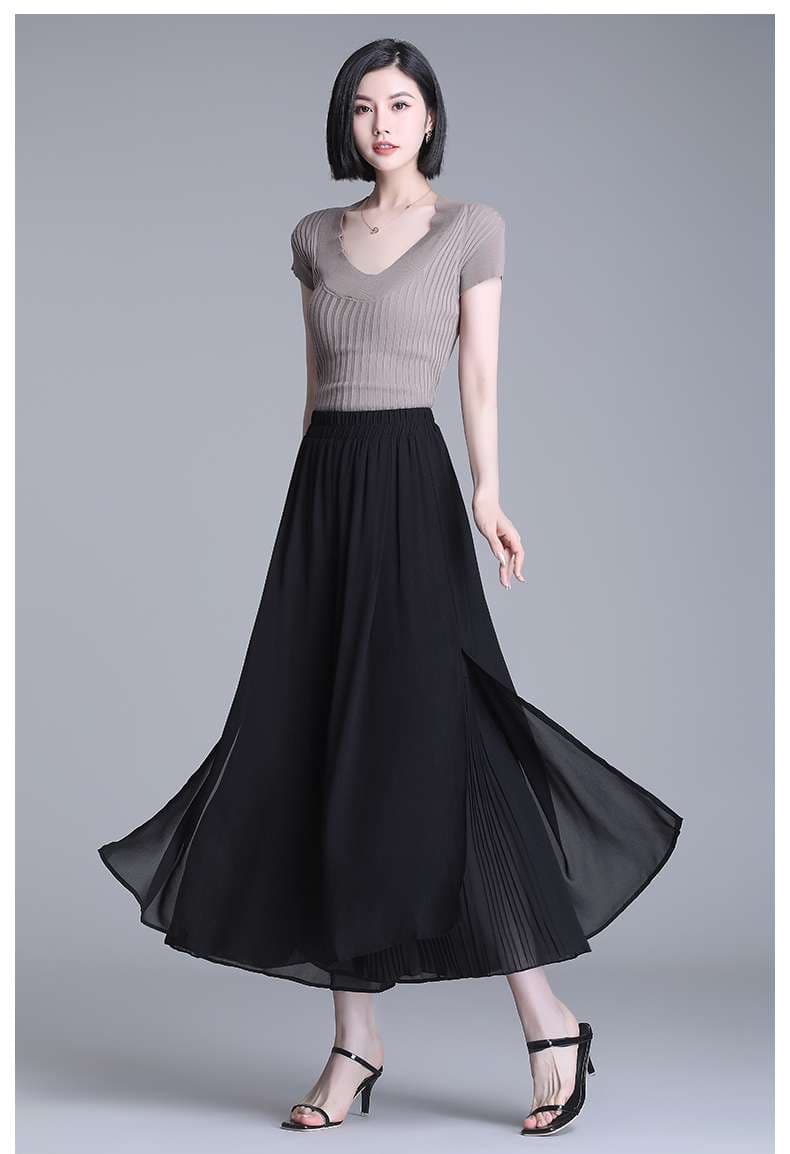 スリットスカート なめらか優美スリットフレアスカート