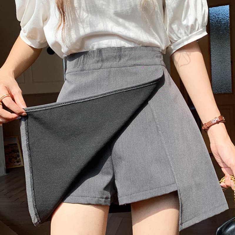 スリットスカート 巻きスカート風ショートパンツ