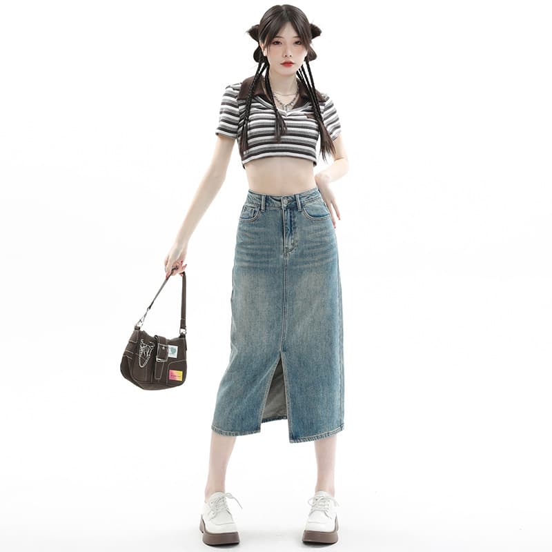 ナチュラル シルエット スリットスカート