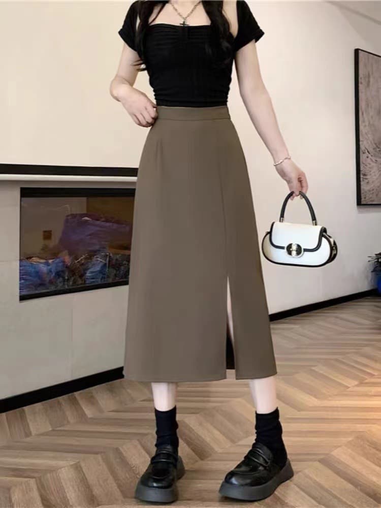 スリットスカート ナローシルエット ロング丈スリットスカート