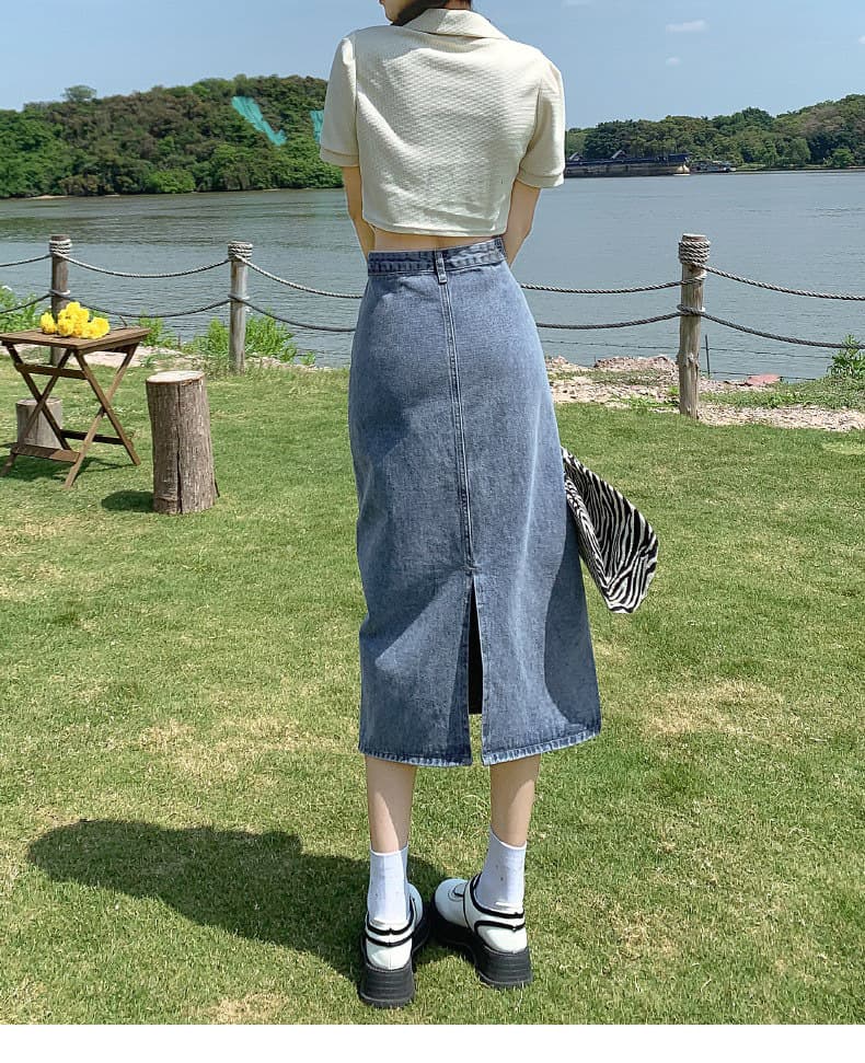 スリットスカート シンプル後ろスリット入りロングスカート