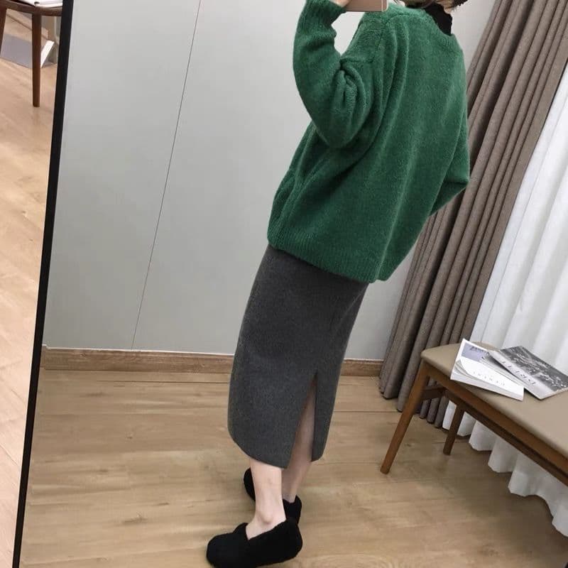 スリットスカート スリットプリーツロングスカート