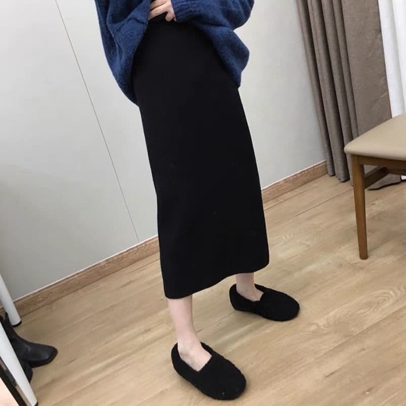 スリットスカート スリットプリーツロングスカート