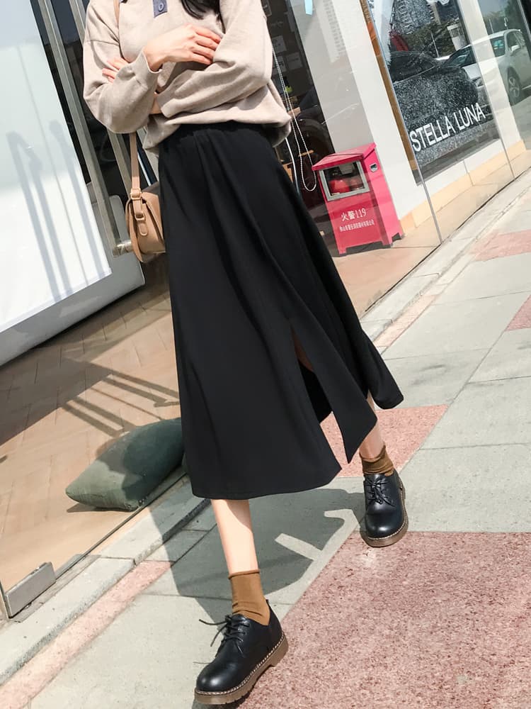 スリットスカート上品シルエット ロングスリットスカート