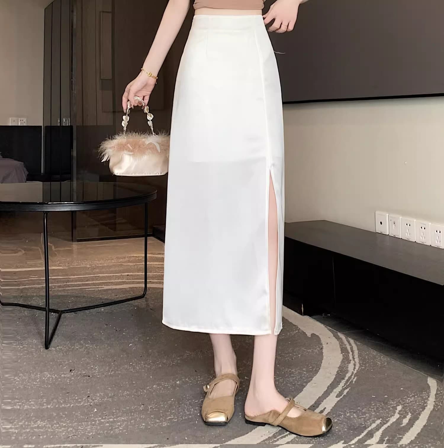 スリットスカート ナローシルエット ロング丈スリットスカート