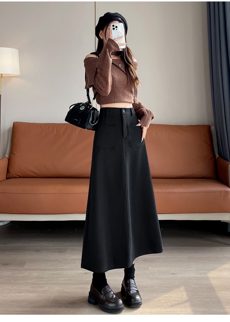 スリットスカート 上品フレアスリットロングスカート