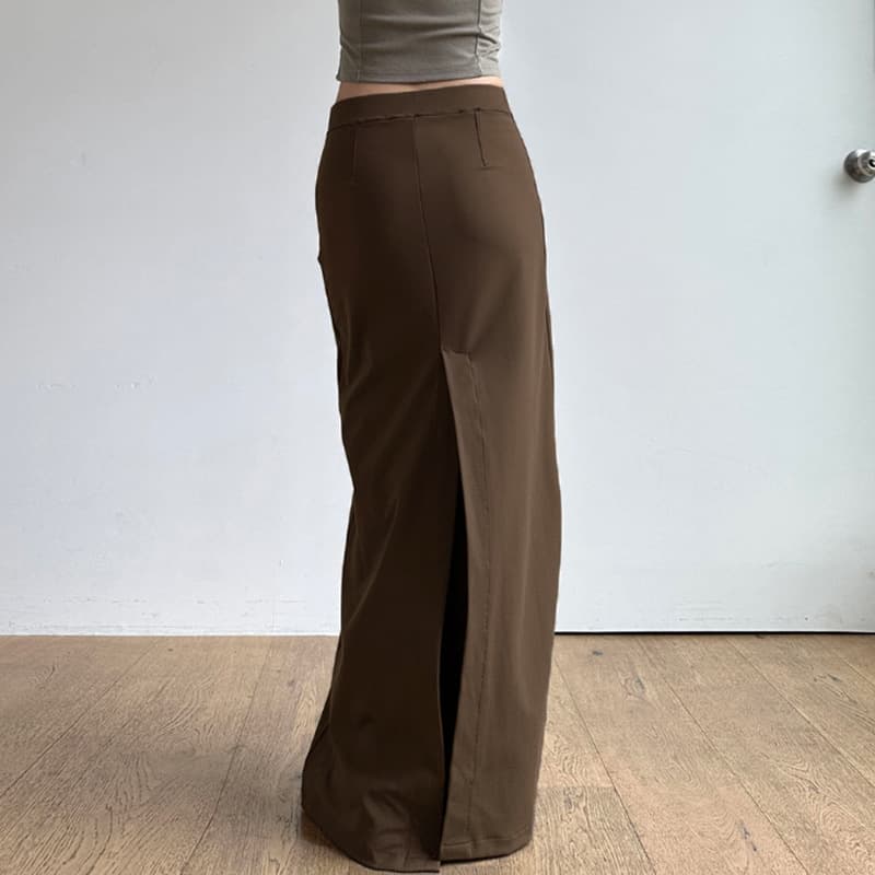 スリットスカート シンプル美脚スリットロングスカート