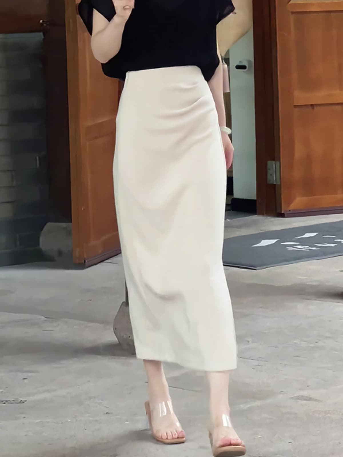 スリットスカート 上品シルエット スリットロングスカート