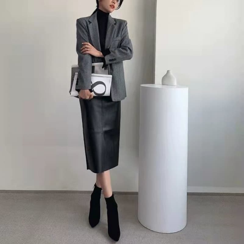 スリットスカート 洗練された後ろスリットペンシルスカート