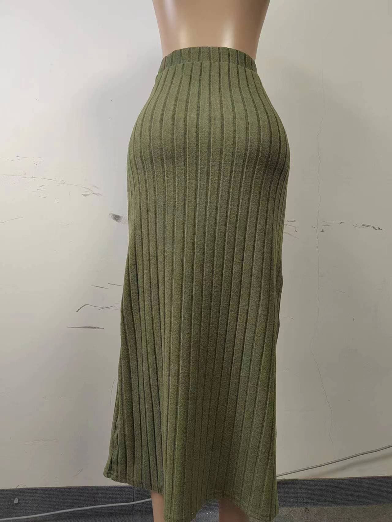 リブニット スリットスカート