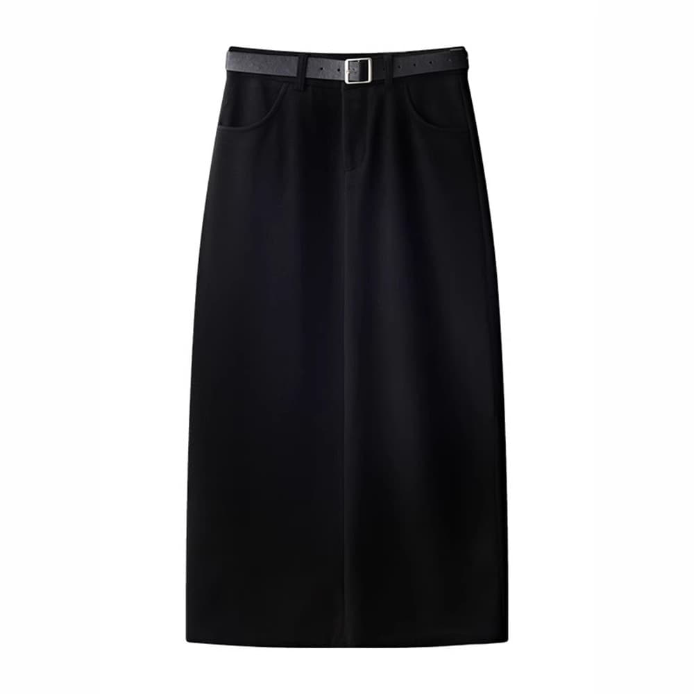 すっきりシルエットのナロースリットスカート