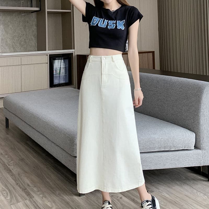 スリットスカート シンプルロングナロースカート