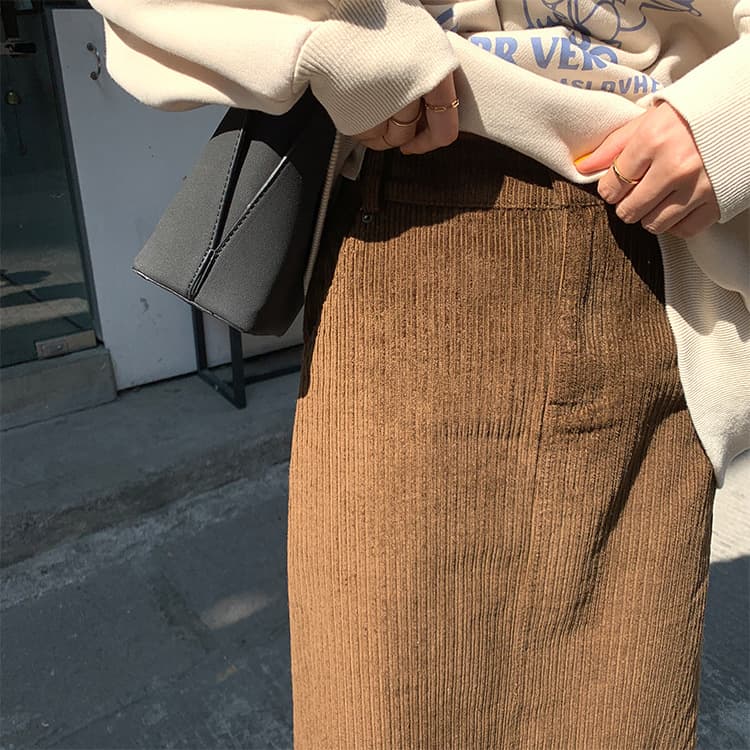 スリットスカート バックスリットロングスカート ハイウエスト体型カバー